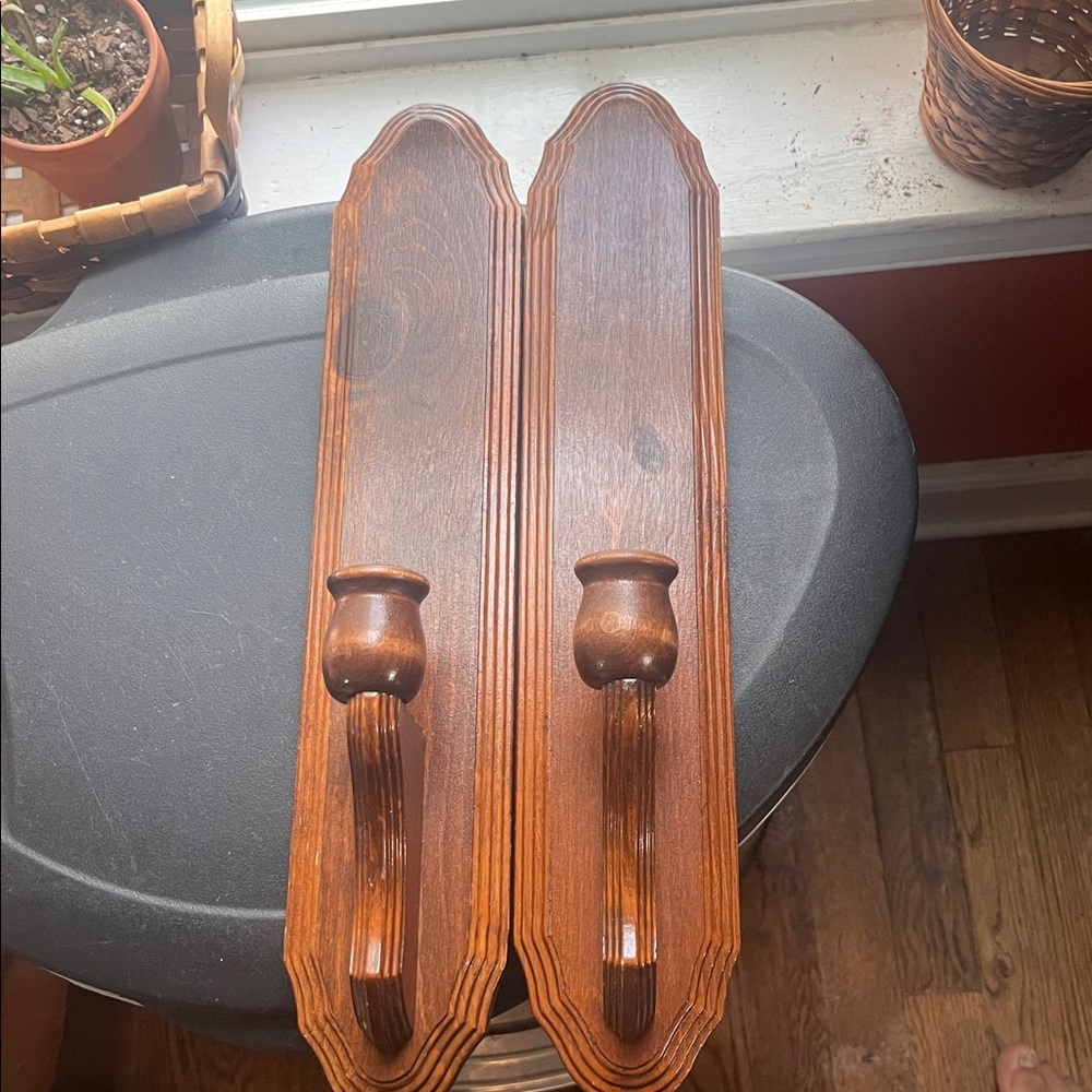 Wall  Candle holders wooden vintage 15” tall